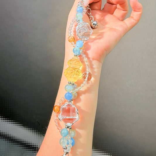 007 Aquamarine Citrine Clear Quartz Bracelet Energy High Quality Fashion Feng Shui Bracelet Gift Bead Bracelet Jewelry