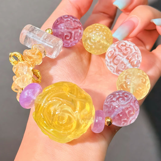 026 Citrine Amethyst Clear Quartz Bracelet Energy Magnetic High Quality Fashion Jewelry Feng Shui Beads Bracelet Gift