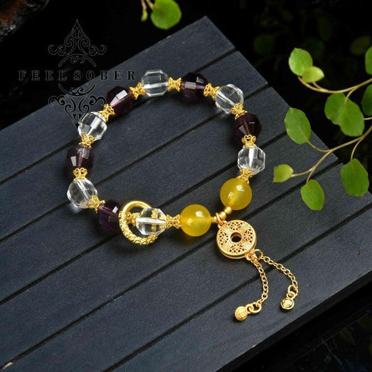 Lucky Bracelet Chinese Bracelet Lucky Charm Bracelet 2023 Energy Fashion Transparent Quartz Amethyst Bracelet