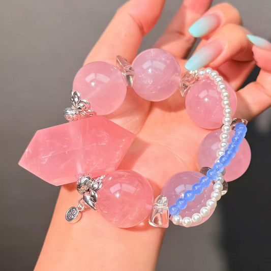 022 Rose Quartz Bracelet Energy High Quality Fashion Jewelry Magnetic Beads Bracelet Gift