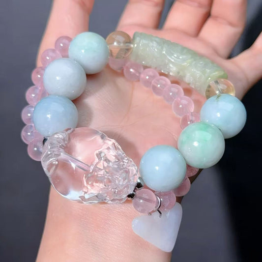 003 Jadeite Clear Quartz Rose Quartz Bracelet 2025 Energy Beads Bracelet Fashion Magnetic Crystal Jewelry Bracelet 2025 Energy Beads Bracelet Fashion Magnetic Crystal Jewelry