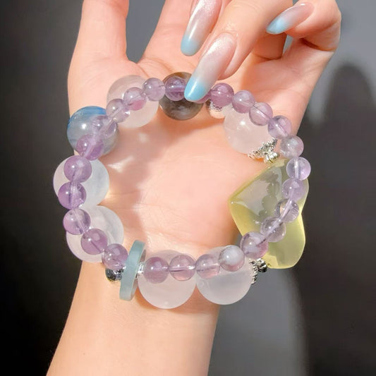010 Milky quartz Citrine Amethyst lucky charm bracelet 2025 energy high quality fashion jewelry beads bracelet gift