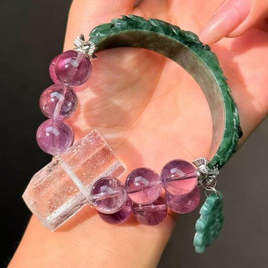 056 Jadeite Amethyst Clear Quartz Lucky Charm Bracelet 2025 Energy High Quality Fashion Jewelry Feng Shui Beads Magnetic Gift