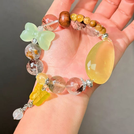 009 Phantom Quartz Citrine Serpentine Bracelet Energy High Quality Fashion Jewelry Feng Shui Magnetic Beads Bracelet Gift