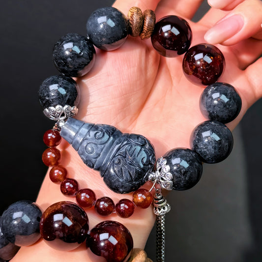 031 Jadeite Garnet Bracelet 2025 High Quality Energy Fashion Jewelry Feng Shui Magnetic Beads Bracelet Gift