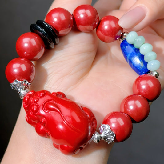 032 Cinnaba Lapis Lazuli Jadeite bracelet lucky charm bracelet 2025 high quality energy fashion magnetic feng shui bracelet