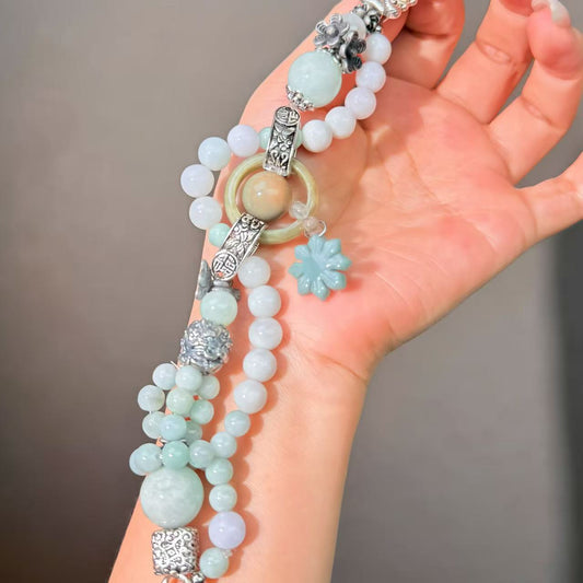 012 Jadeite Agate Bracelet Energy High Quality Fashion Jewelry Feng Shui Beads Magnetic Gift