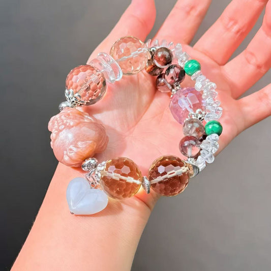 014 Sunstone Citrine Amethyst Bracelet, High-Quality Fashion Feng Shui Beads Magnetic Jewelry, Bangles Gift Idea