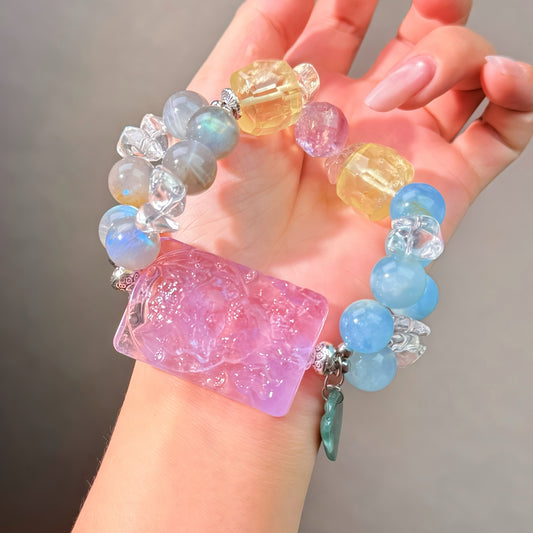 008 Aquamarine Labradorite Amethyst High Quality Fashion  Bracelet Gift Bead Bracelet Jewelry