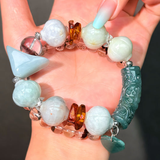 014 Jadeite Phantom Q Amber Bracelet Energy High Quality Fashion Jewelry Feng Shui Beads Magnetic Gift