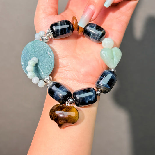 021 Tiger's Eye  Jadeite bracelet energy high quality fashion jewelry magnetic beads bracelet gift