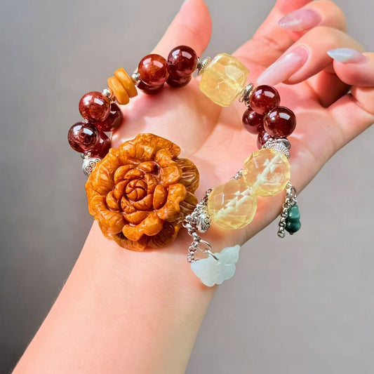 012 Jadeite Garnet Citrine Bracelet Energy High Quality Fashion Jewelry Feng Shui Beads Magnetic Gift