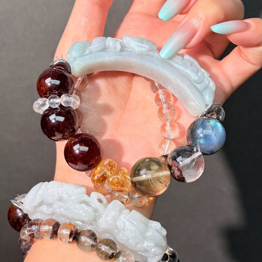 014 Jadeite Garnet Labradorite Bracelet Energy High Quality Fashion Jewelry Feng Shui Beads Magnetic Gift