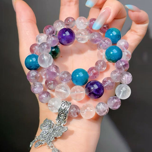 080 Amethyst Clear Quartz Agate Energy High Quality Fashion Jewelry Bead Bracelet Gift