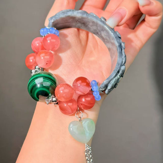 014 Malachite Jadeite Agate Bracelet Energy High Quality Fashion Jewelry Feng Shui Beads Magnetic Gift