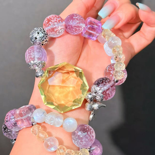 017 Citrine Amethyst Moonstone bracelet energy high quality fashion jewelry magnetic beads bracelet gift