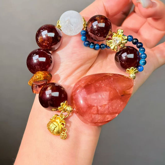 008 Garnet Hematoid Q Phantom Q High Quality Fashion  Bracelet Gift Bead Bracelet Jewelry