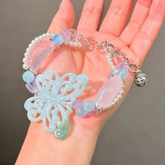 008 Jadeite Rose Quartz AquamarineHigh Quality Fashion  Bracelet Gift Bead Bracelet Jewelry