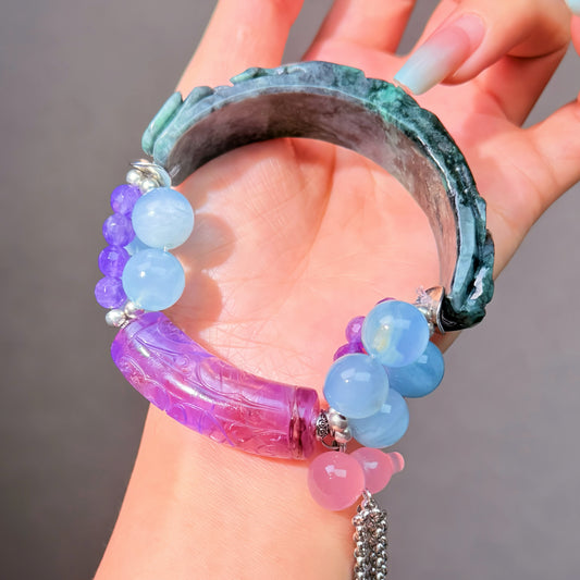 007 Amethyst Jadeite Aquamarine  Bracelet Energy High Quality Fashion Feng Shui Bracelet Gift Bead Bracelet Jewelry