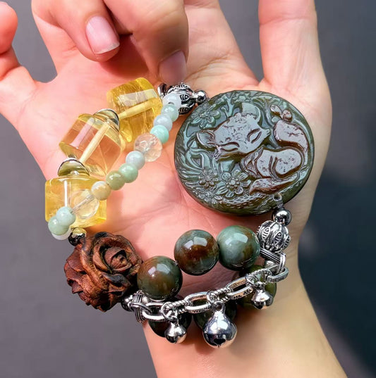 022 Citrine Jadeite  Bracelet Energy High Quality Fashion Jewelry Feng Shui Magnetic Beads Bracelet Gift