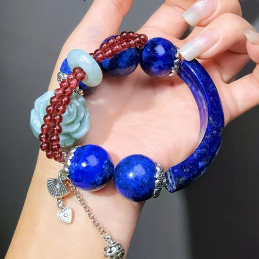 013 Lapis Lazuli Garnet Jadeite Bracelet 2025 Energy High Quality Feng Shui Bracelet Magnetic Beads Fashion Jewelry Bracelet Gift